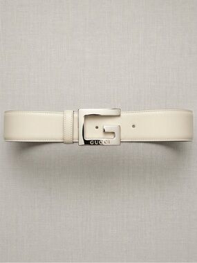 Rare Vintage Authentic Tom Ford Era Gucci White Leather G Buckle Belt 65/26